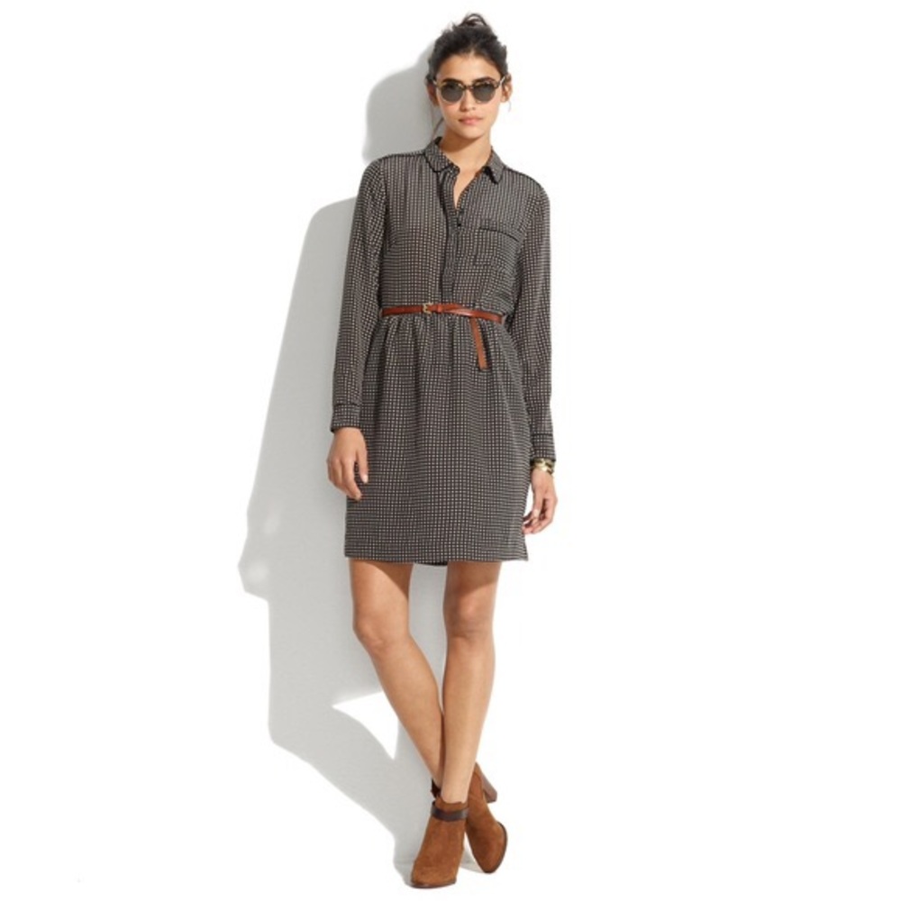 Madewell Silk Cinema Houndstooth Print Dress